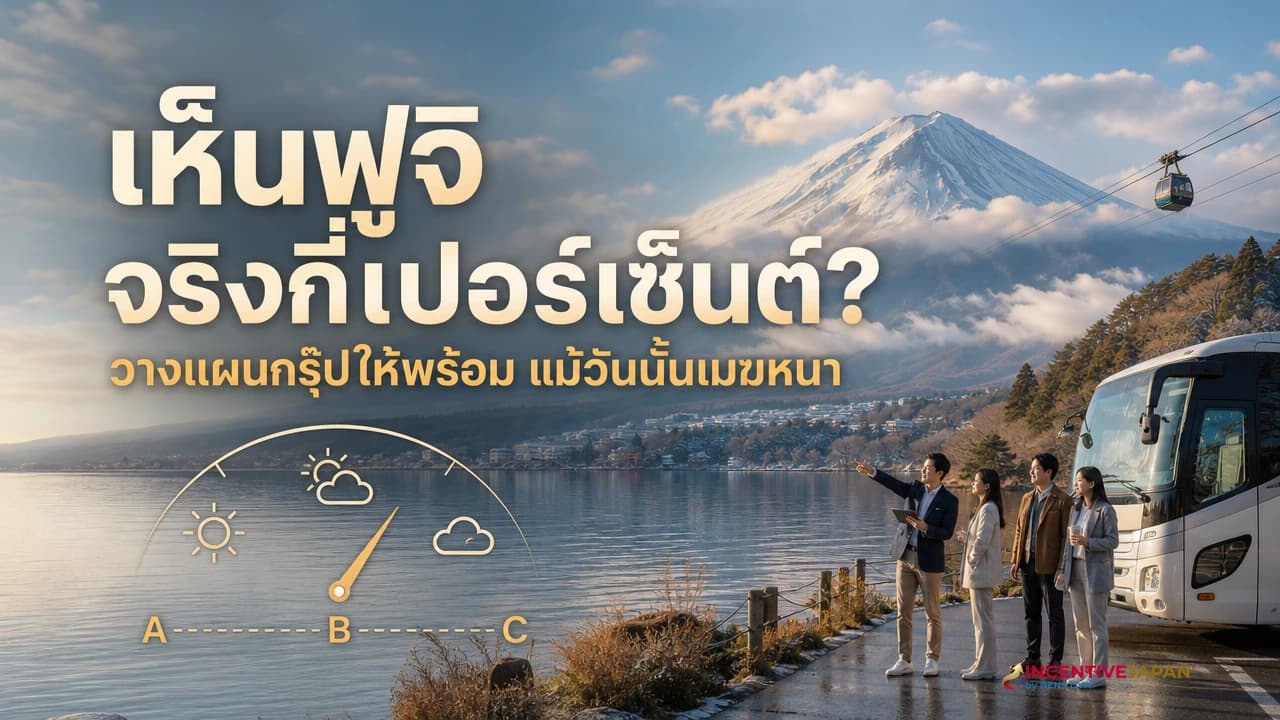 ภาพปกการวางแผนชมภูเขาไฟฟูจิและฮาโกเน่สำหรับกรุ๊ปองค์กรในวันที่ฟ้าเปิดสลับเมฆหนา