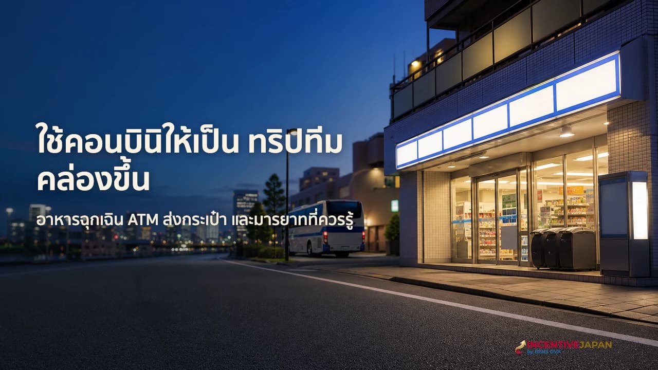 ภาพปกทีมองค์กรไทยเลือกซื้อของจำเป็นในร้านสะดวกซื้อญี่ปุ่นระหว่างทริป