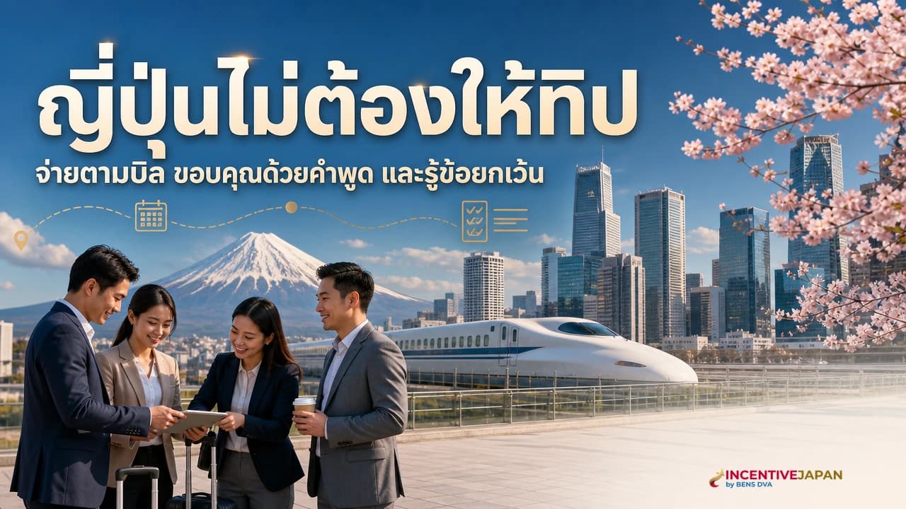 กรุ๊ปบริษัทไทยขอบคุณพนักงานร้านอาหารญี่ปุ่นด้วยคำพูดและการโค้งแทนการให้ทิป