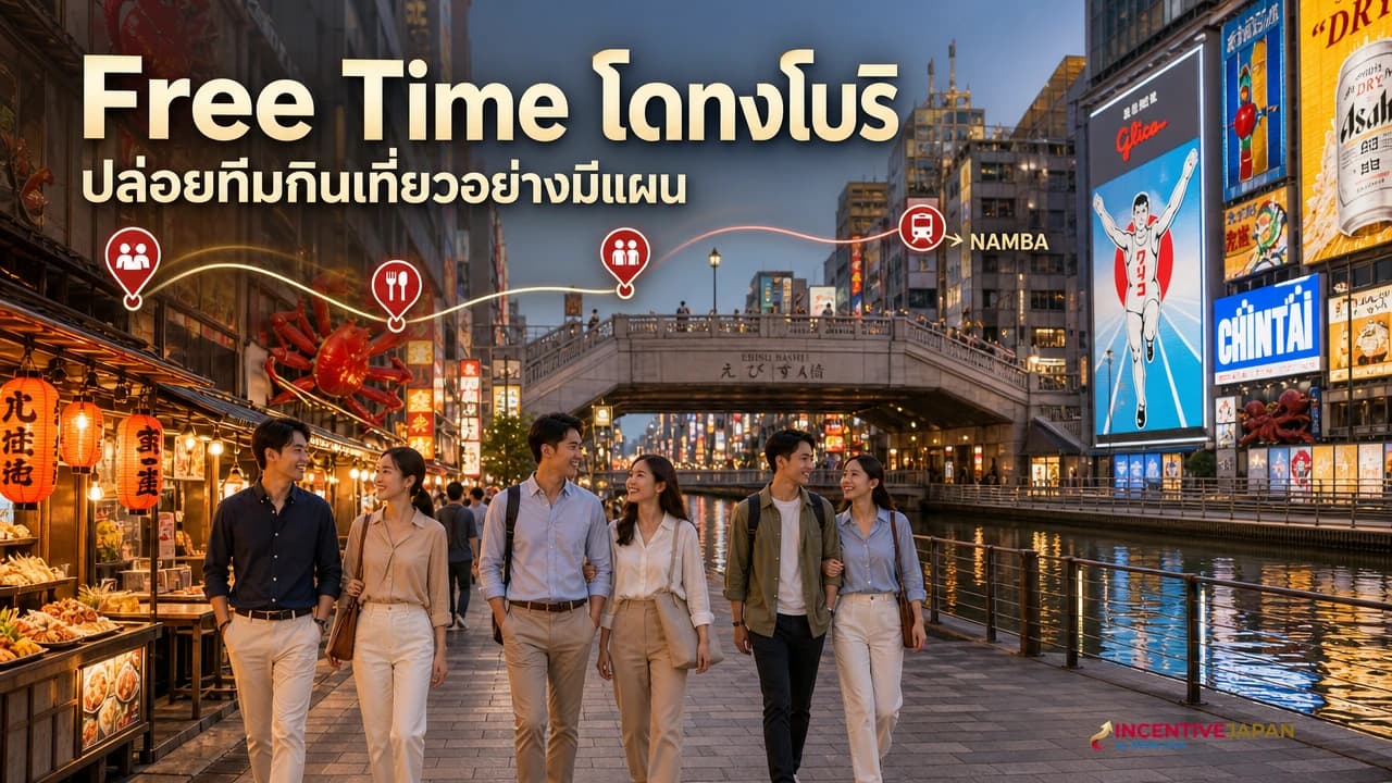 ภาพปกกรุ๊ปบริษัทใช้เวลาว่างยามเย็นในย่านโดทงโบริ โอซาก้า